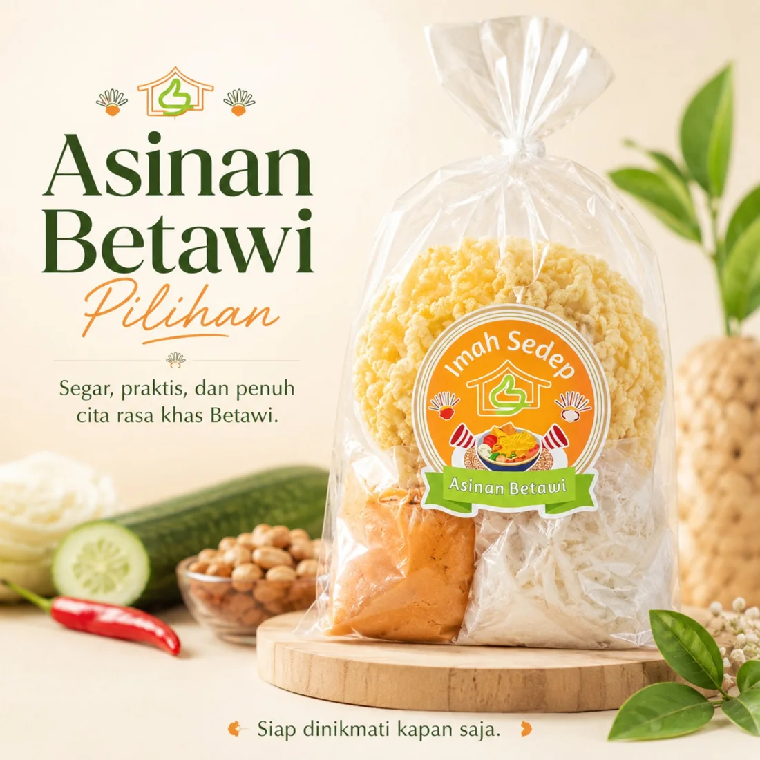 Asinan Betawi Imah Sedap dalam kemasan praktis dan rapi.