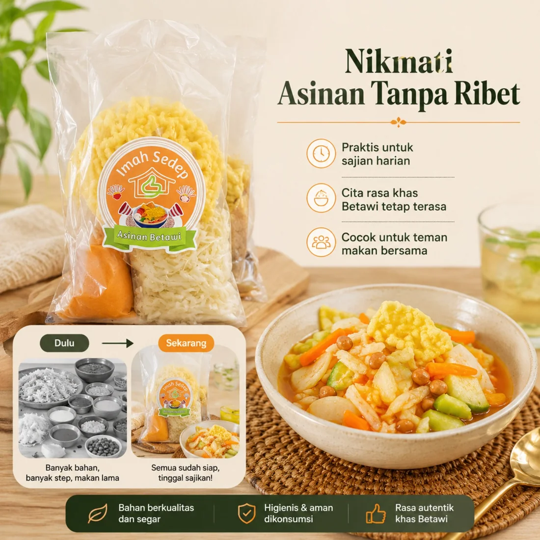 Asinan Betawi Imah Sedap yang praktis dan siap dinikmati.